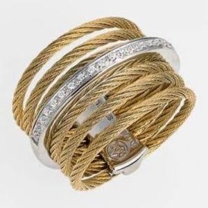 ALOR 7-Row Cable & Diamond Ring